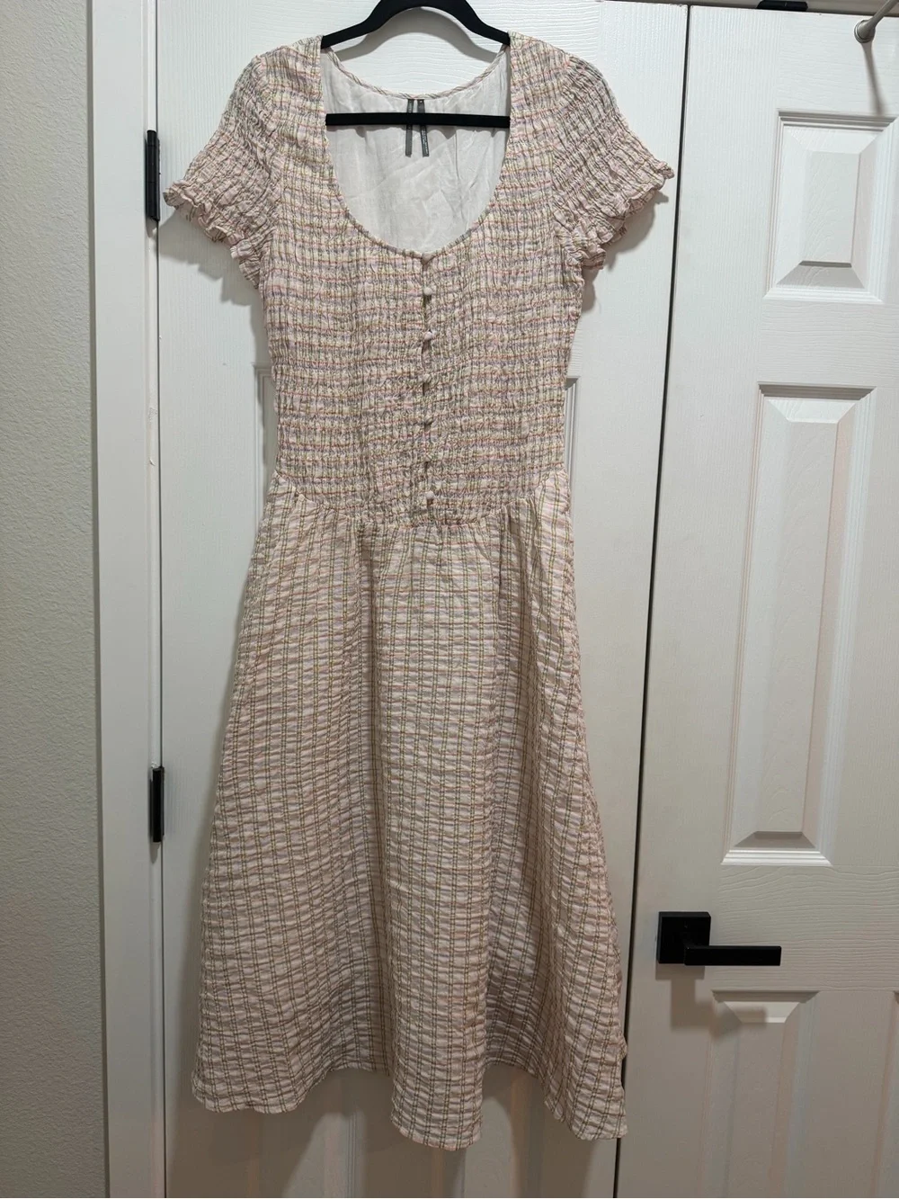 Anthropologie Short Sleeve Smocked Midi Dress Medium